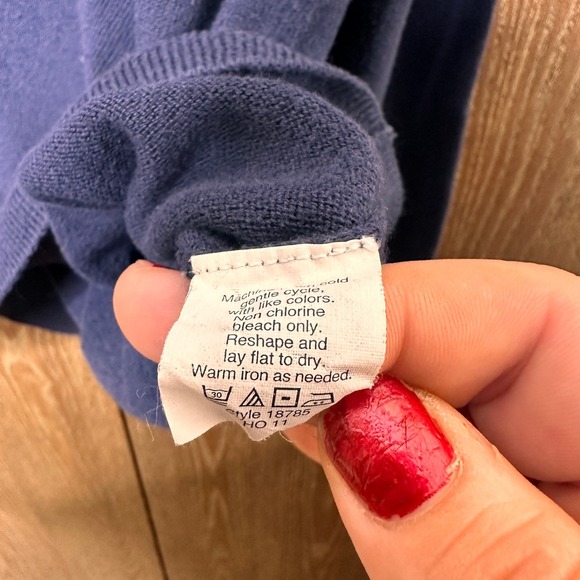 J.Crew Cashmere Blend Sweater Long Sleeve Pullover Mens Navy Blue V-Neck Size L - Picture 5 of 6